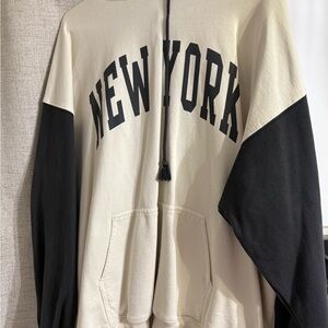 Brandy Melville Black and Cream New York Hoodie